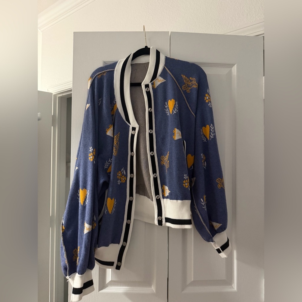 We The Free Blue and Yellow Cardigan